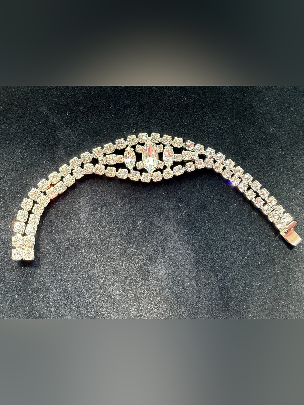 Vintage Rhinestone Bracelet Marquise Bracelet Bridal Wedding Old Hollywood